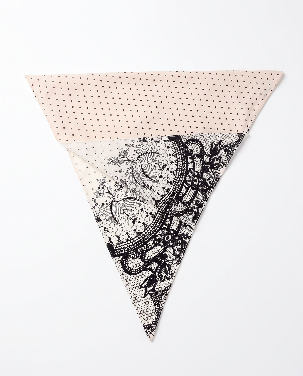 Foulard donna triangolo double face stampato - Nero