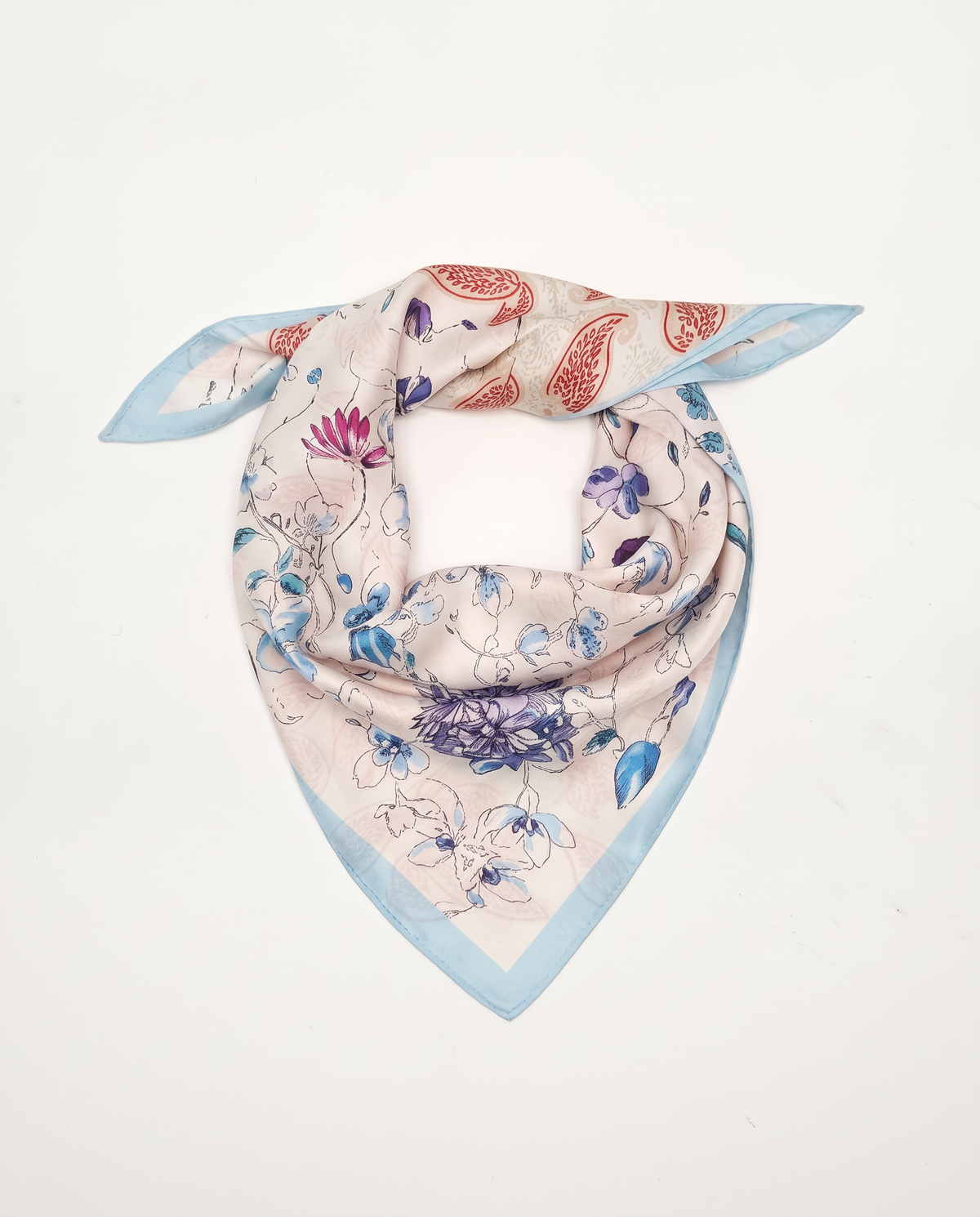 Foulard donna triangolo double face stampato - Azzurro