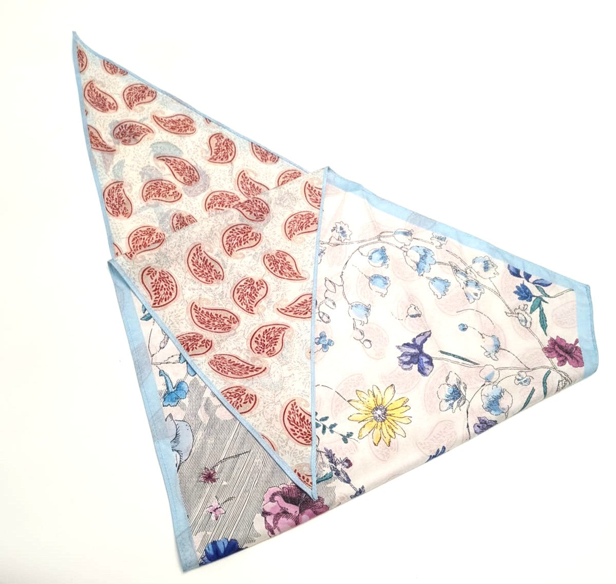 Foulard donna triangolo double face stampato - Azzurro