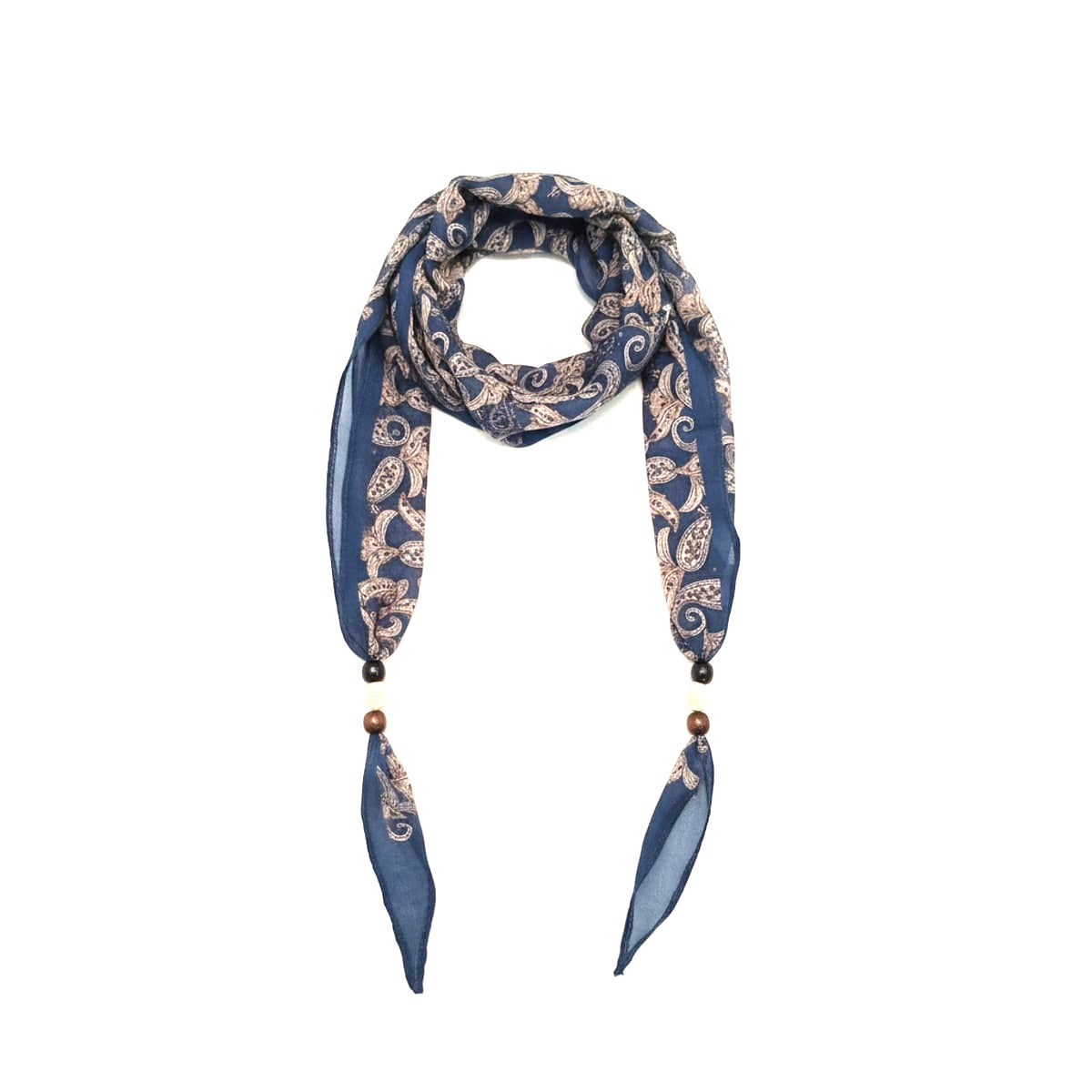 Foulard donna stampa con finale pietre - Blu