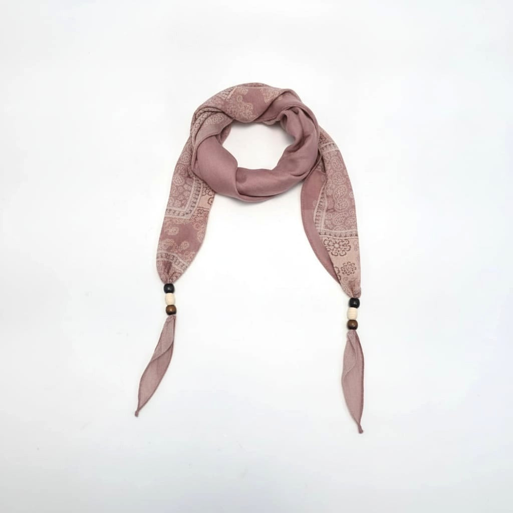 Foulard donna stampa con finale pietre - Rosa