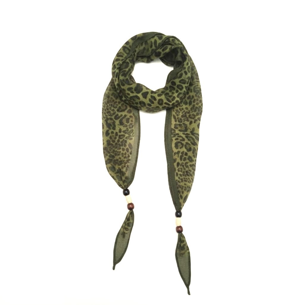 Foulard donna stampa con finale pietre - Verde
