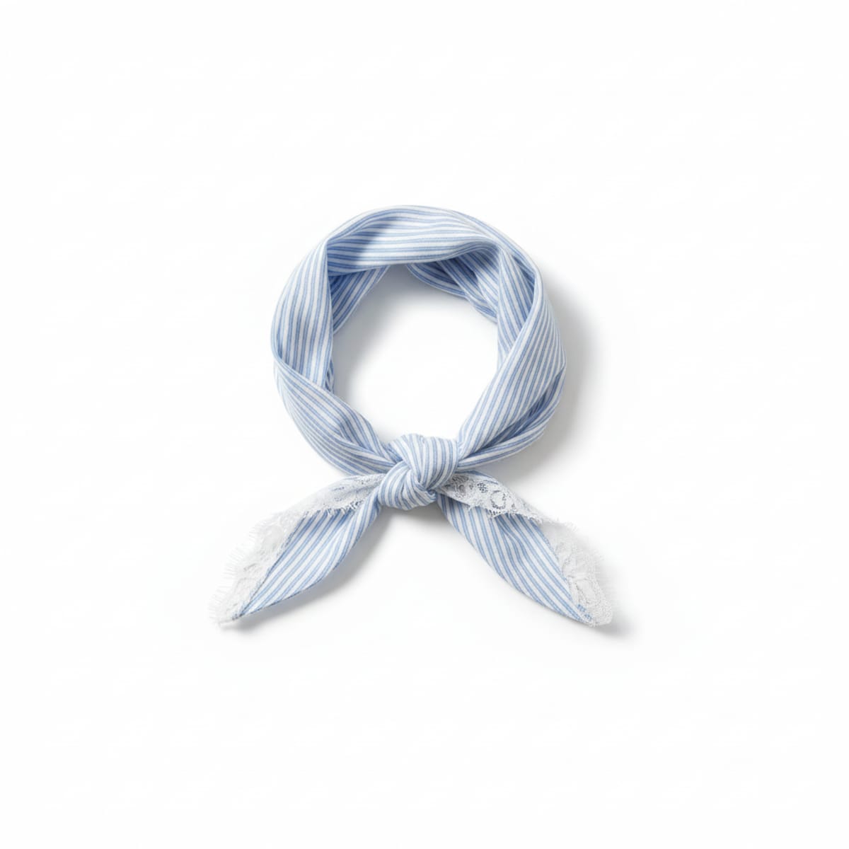 Foulard donna triangolo righe con pizzo - Azzurro