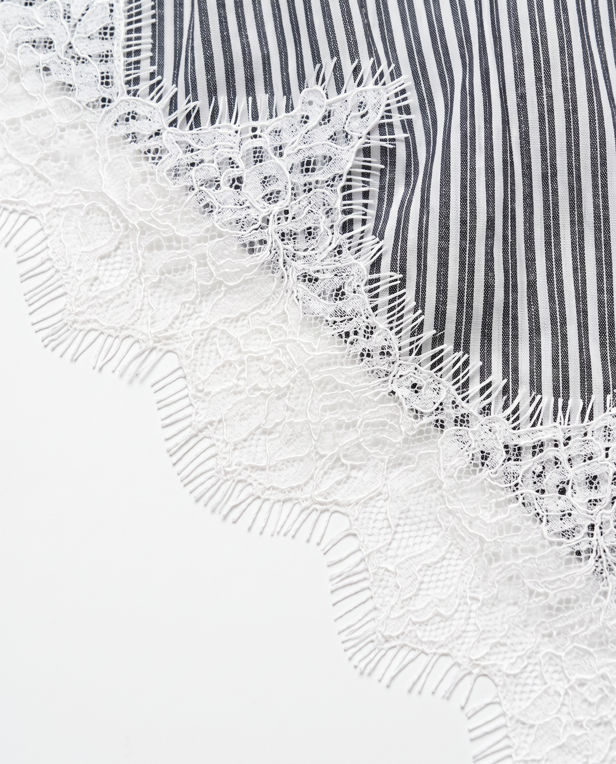 Foulard donna triangolo righe con pizzo - Nero