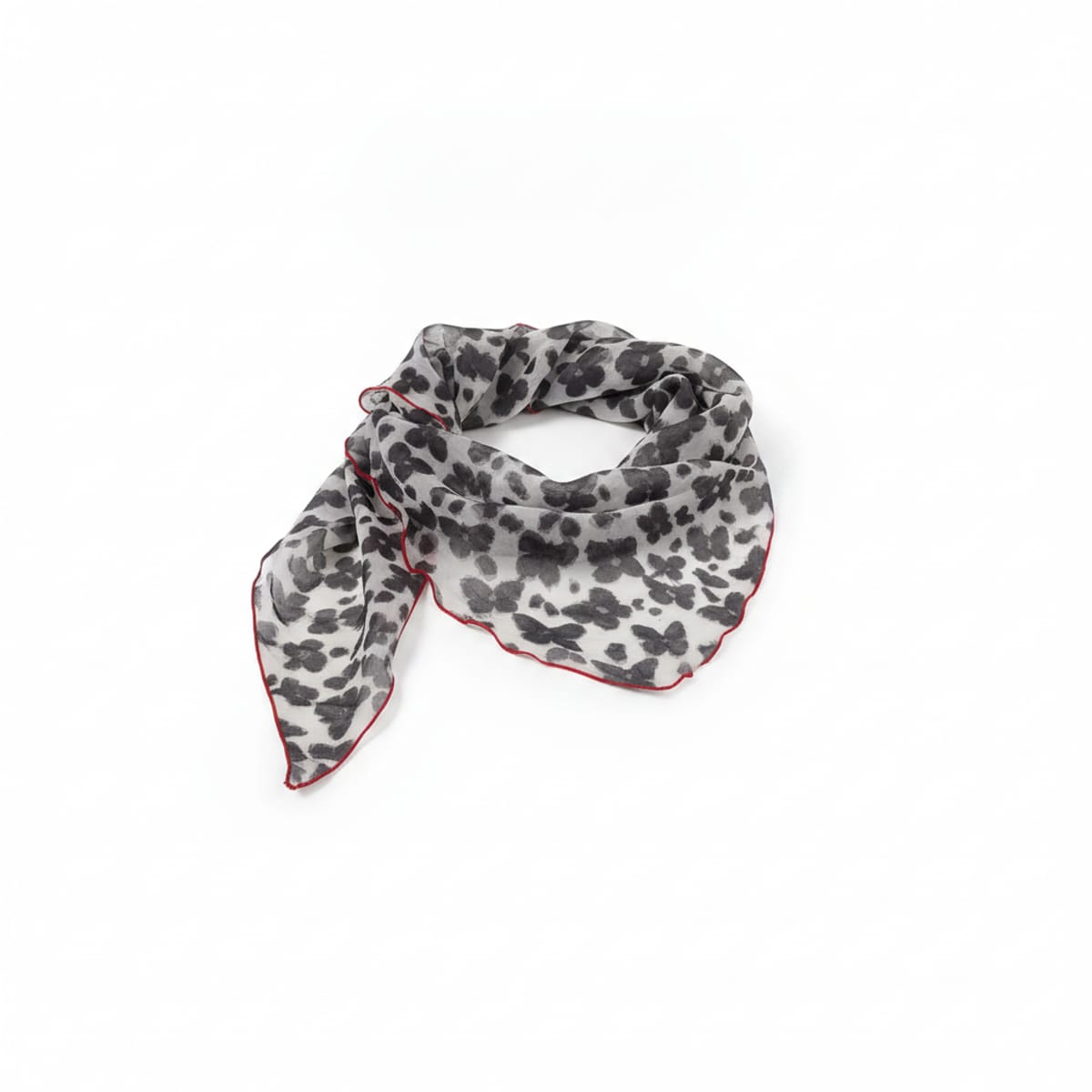 Foulard donna semitrasparente leopardato con bordino - Grigio