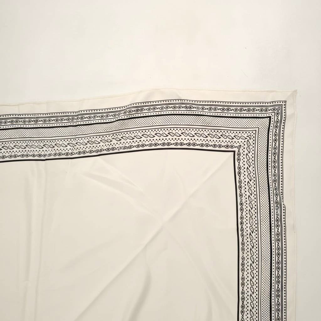 Foulard donna triangolo unito con bordi contrasto - Bianco