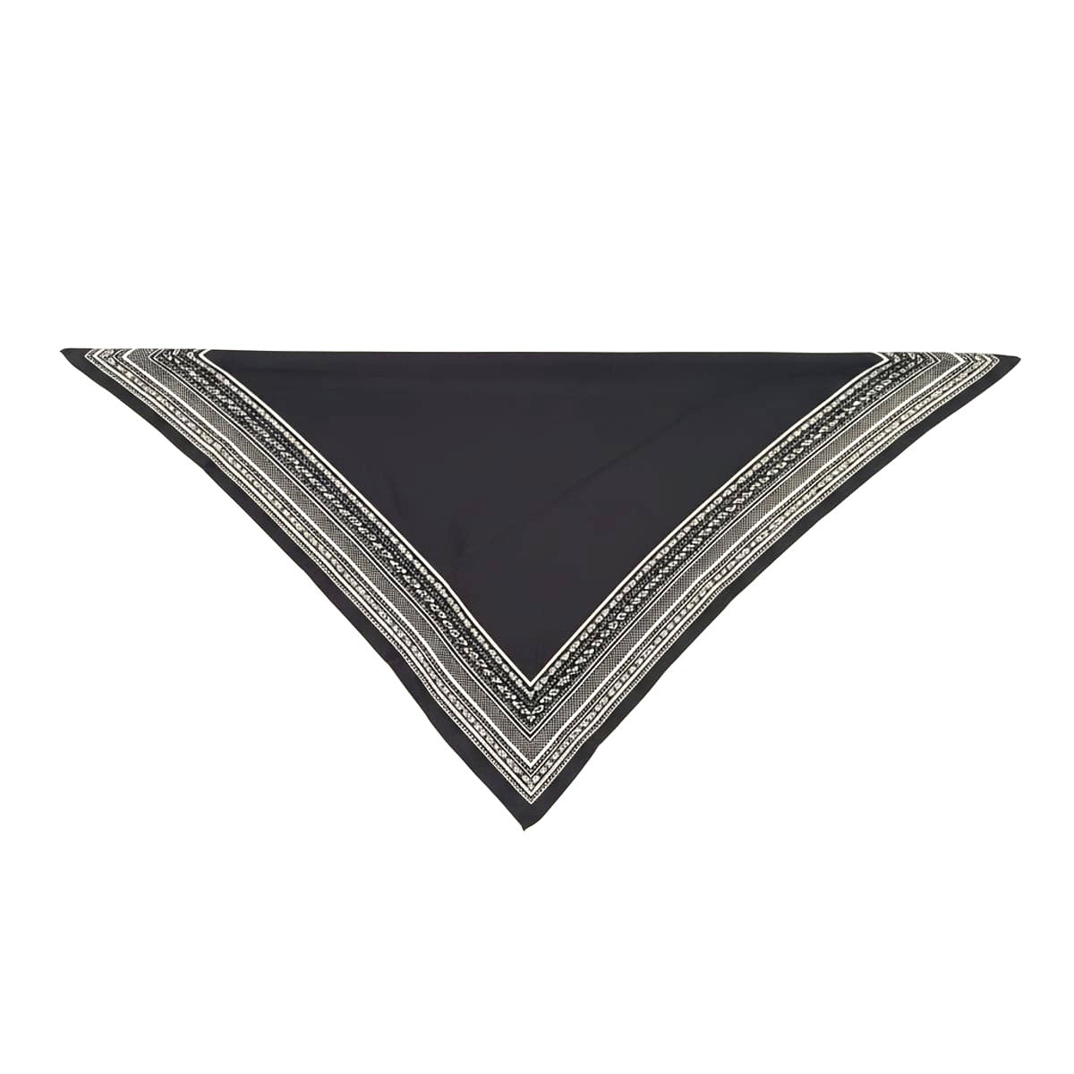 Foulard donna triangolo unito con bordi contrasto - Nero