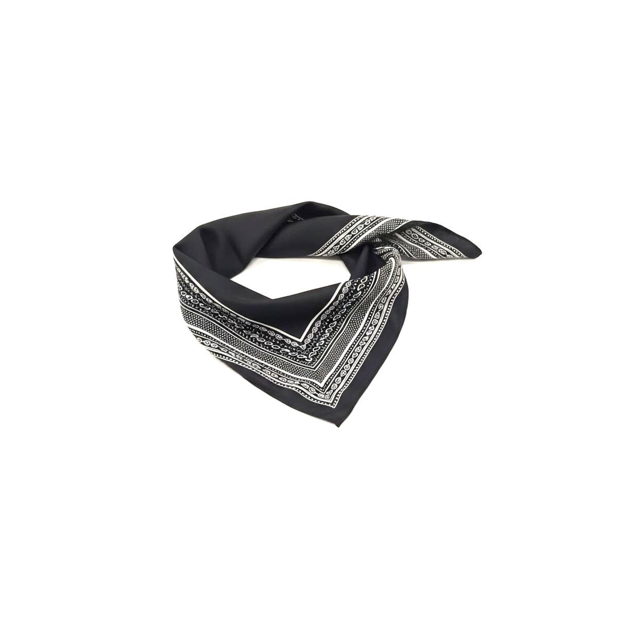 Foulard donna triangolo unito con bordi contrasto - Nero