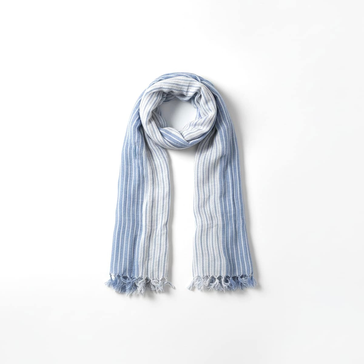 Foulard uomo sfrangiato righe 57x170cm - Blu