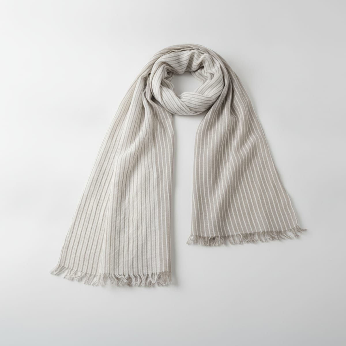 Foulard uomo sfrangiato righe 57x170cm - Beige