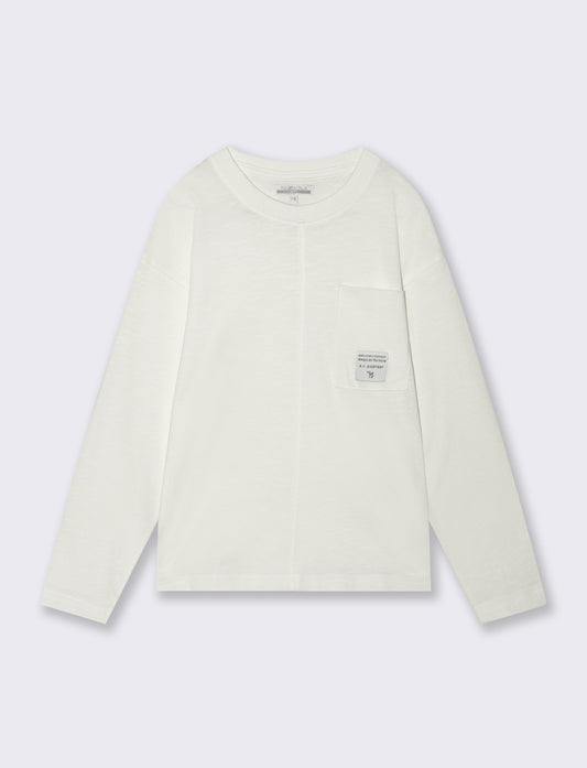 T-shirt lunga in cotone fiammato versatile - Bianco latte