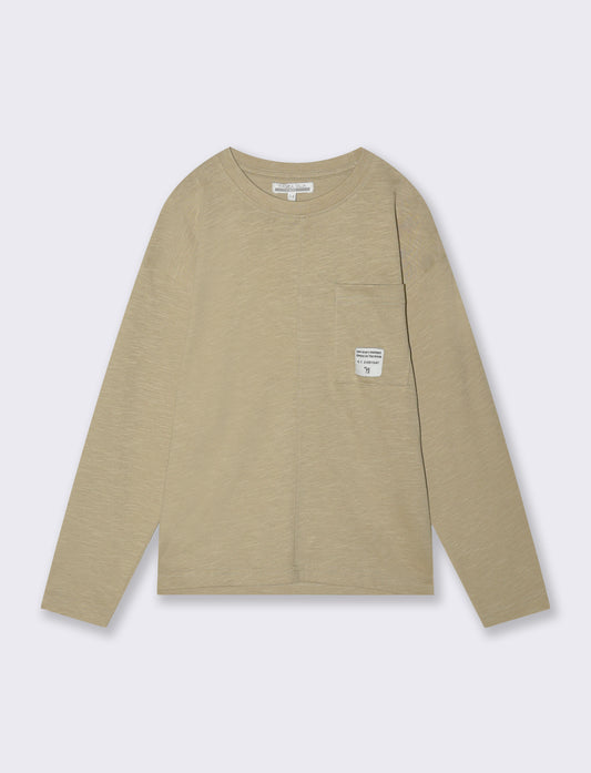 T-shirt lunga in cotone fiammato versatile - Verde salvia
