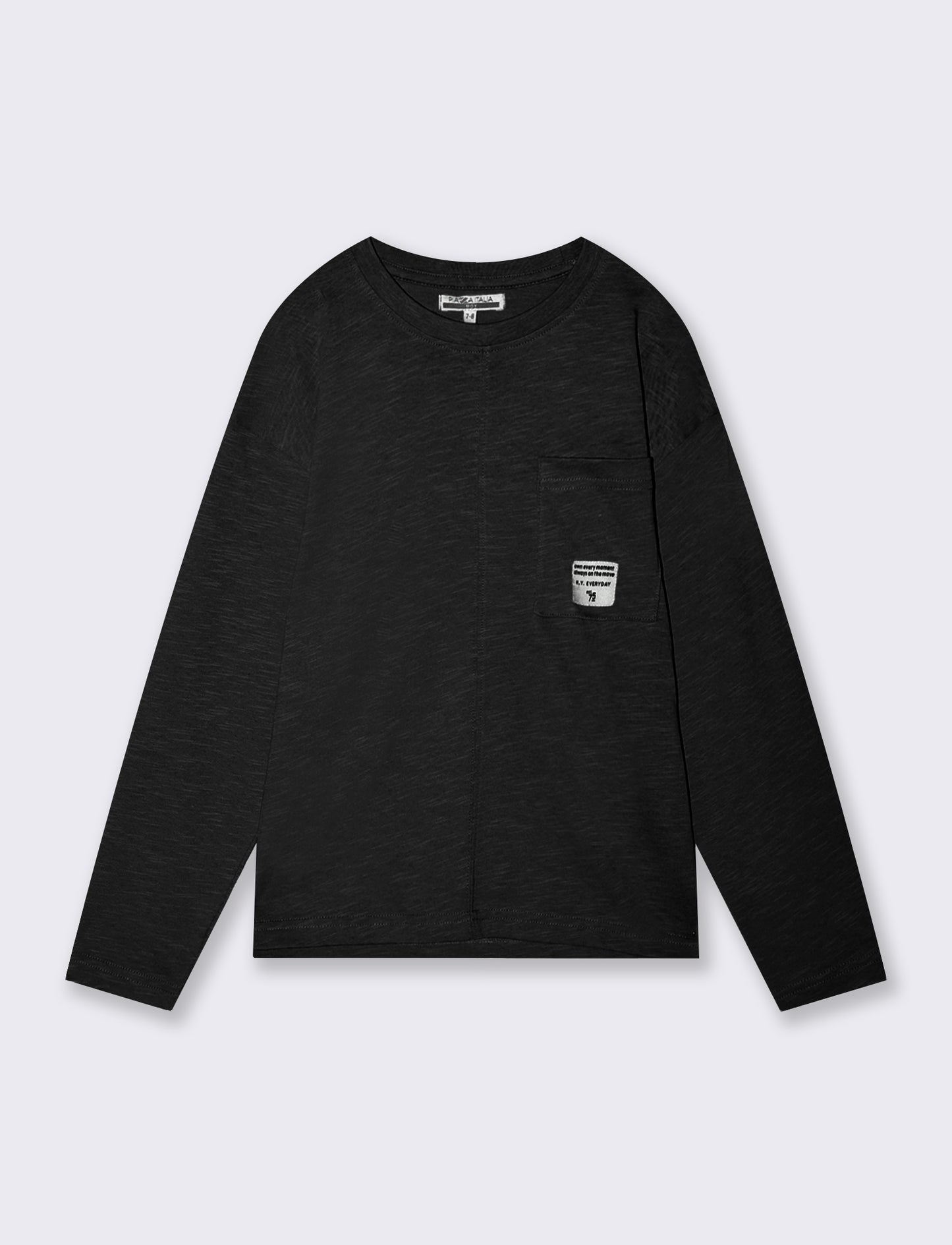 T-shirt lunga in cotone fiammato versatile - Nero