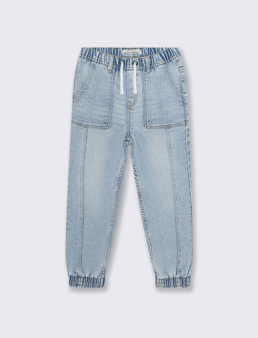 Jogger denim elastico per stile casual - Denim chiaro