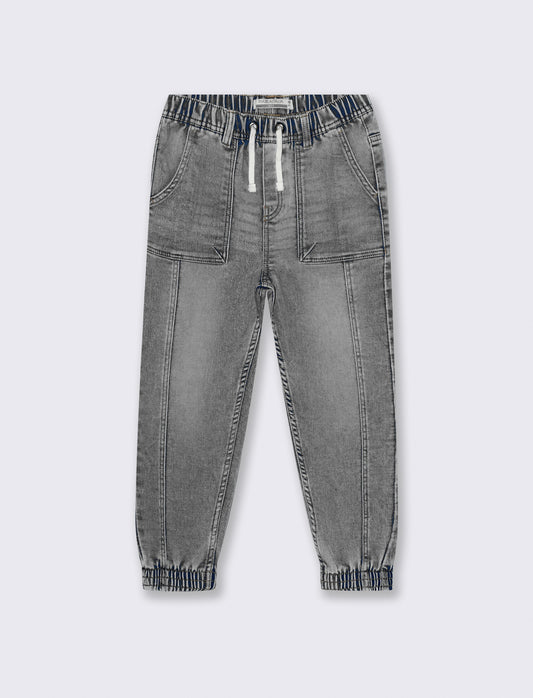 Jogger denim elastico per stile casual - Grigio