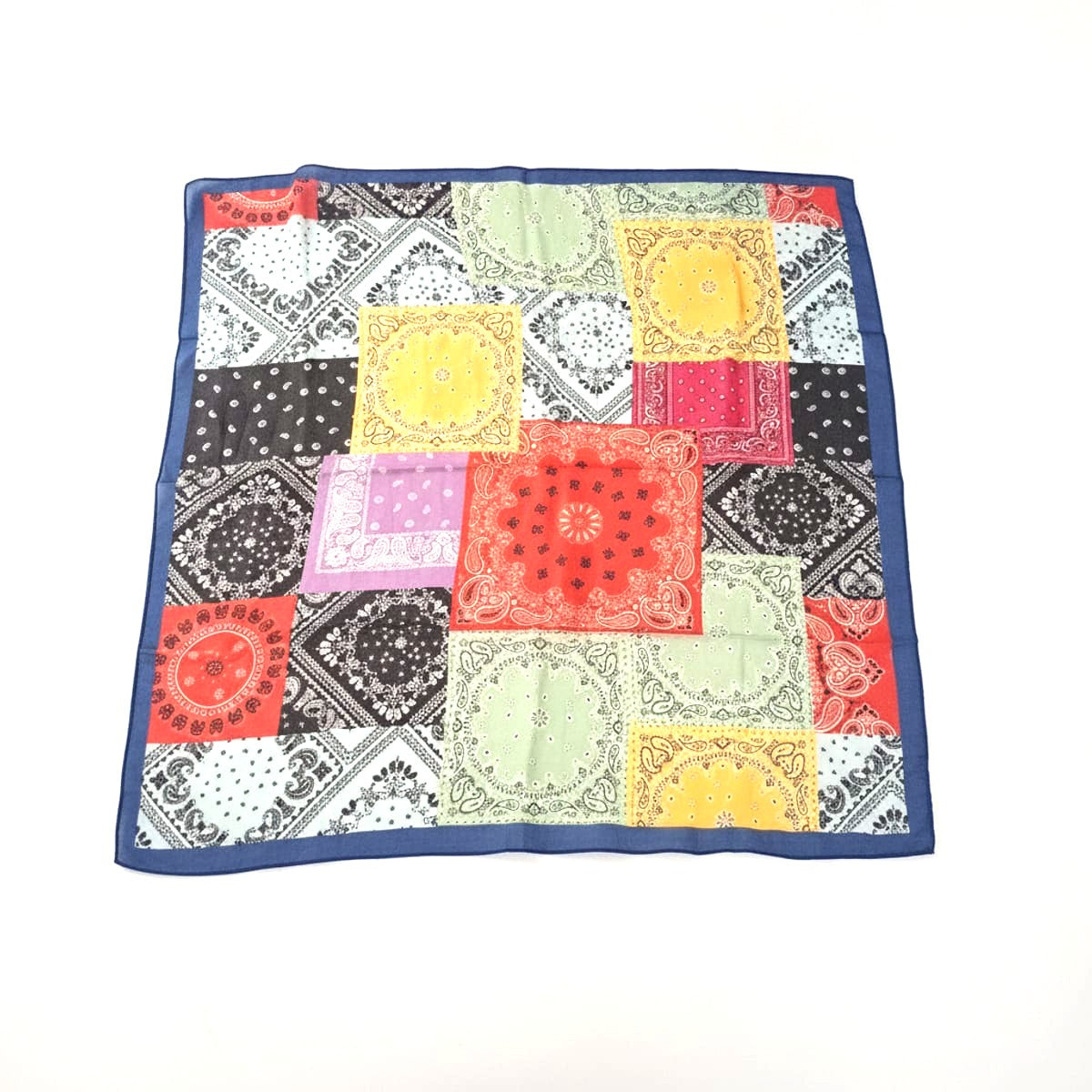 Foulard uomo quadrato patchwork 70x70cm - Blu