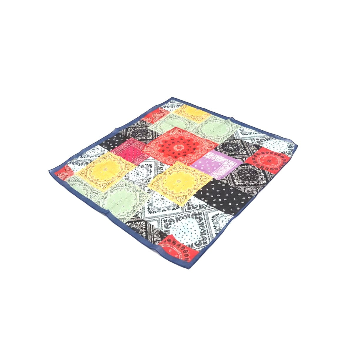 Foulard uomo quadrato patchwork 70x70cm - Blu