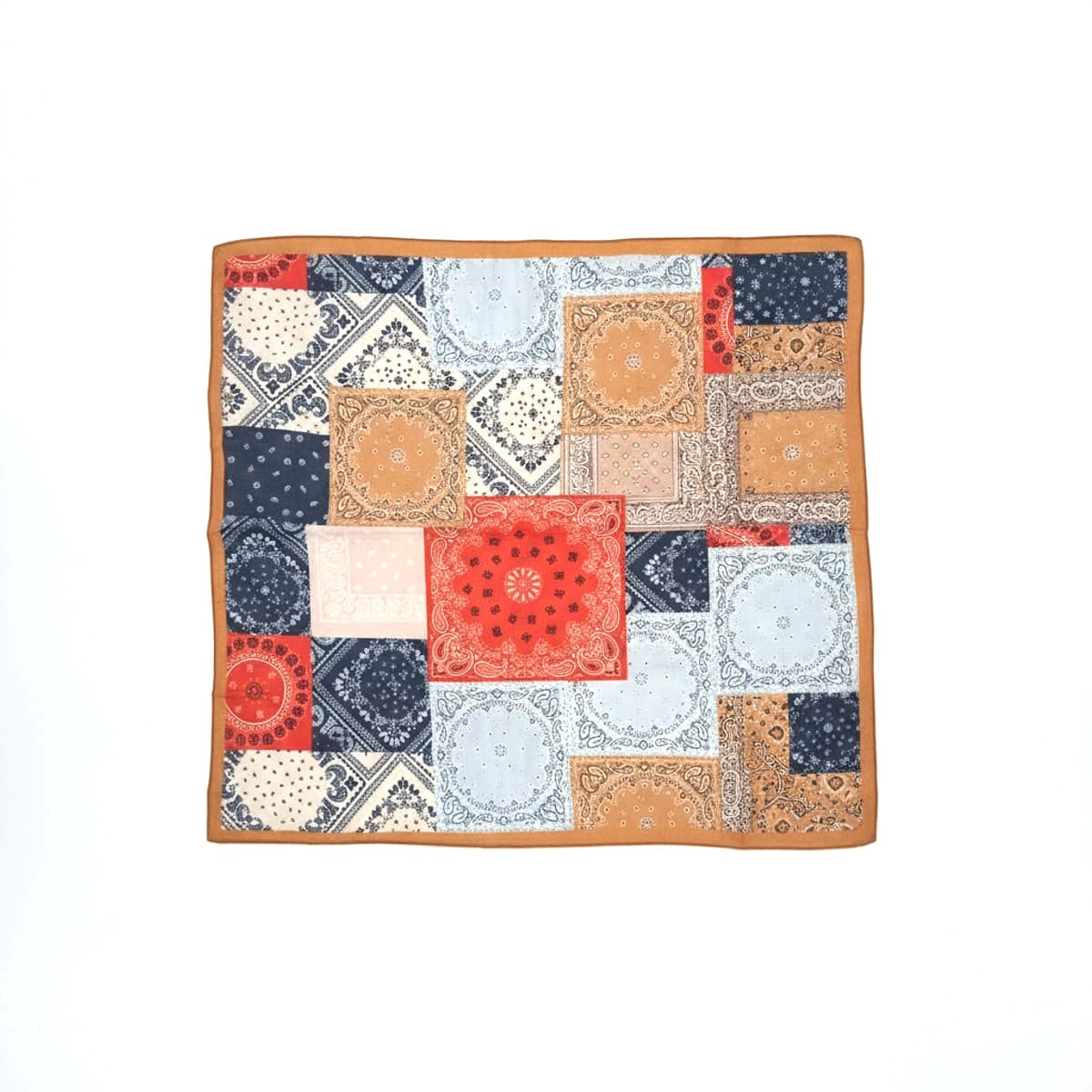Foulard uomo quadrato patchwork 70x70cm - Arancio