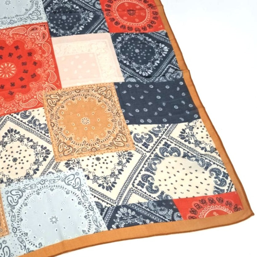 Foulard uomo quadrato patchwork 70x70cm - Arancio