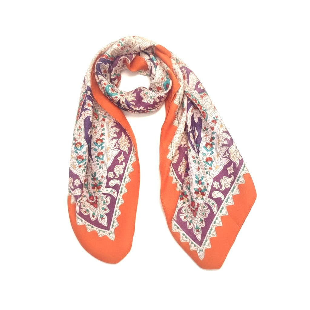 Foulard donna quadrato fantasia 105x105cm - Arancio