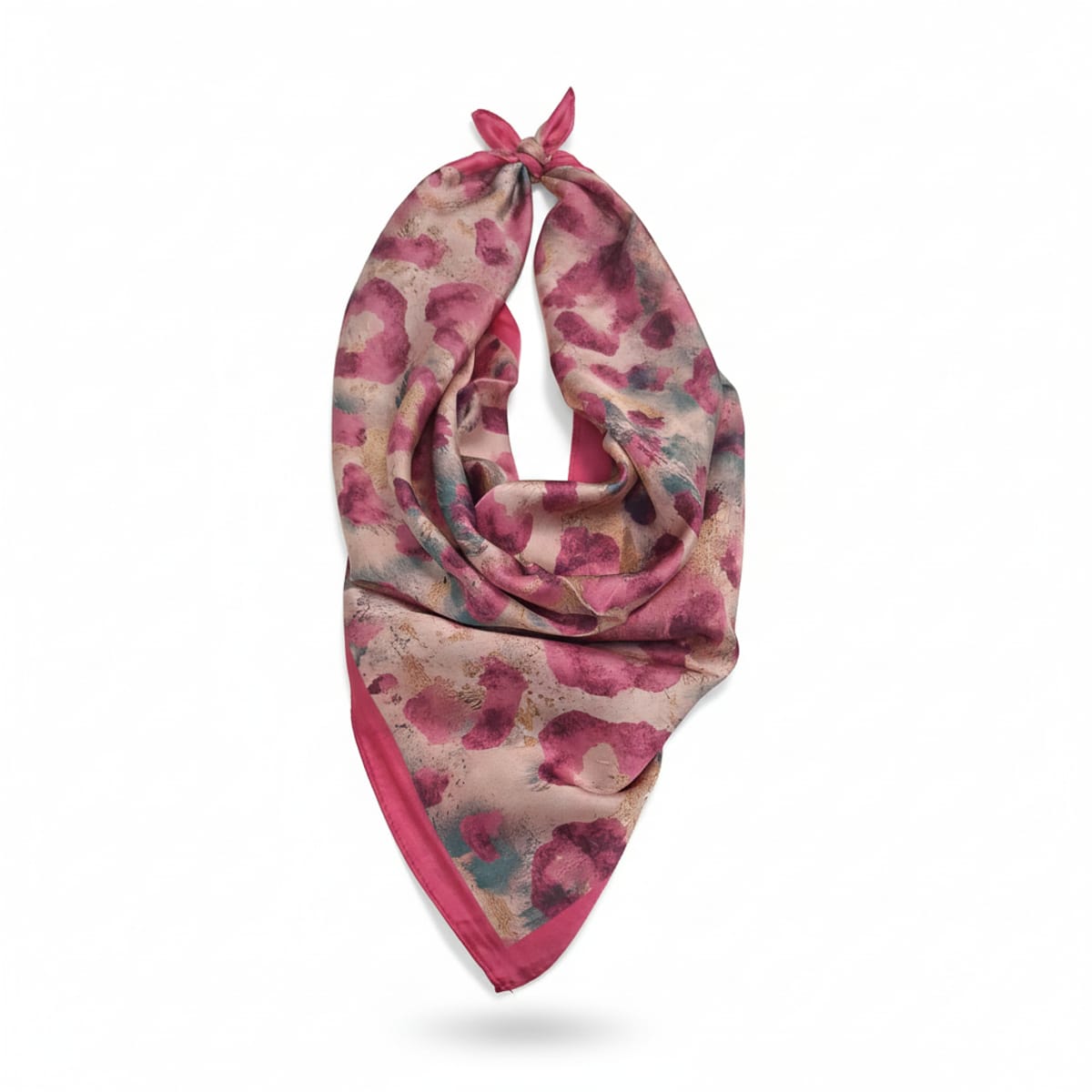 Foulard donna quadrato stampa leopardato 68x68cm - Rosa