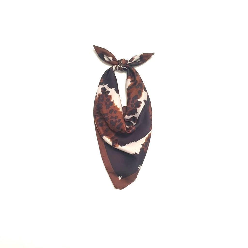 Foulard donna quadrato stampa leopardato 68x68cm - Moro