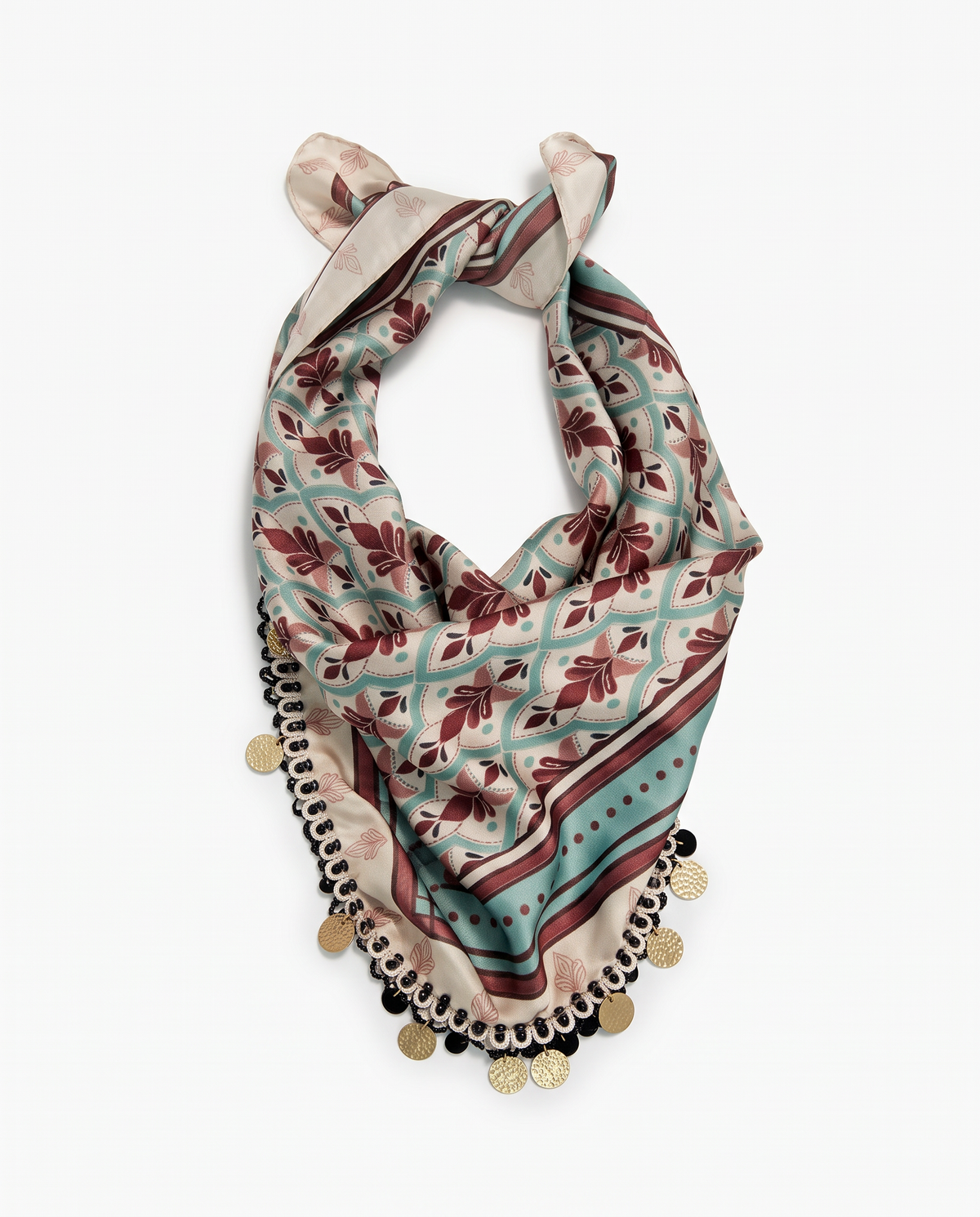 Foulard donna quadrato con medagline - Verde