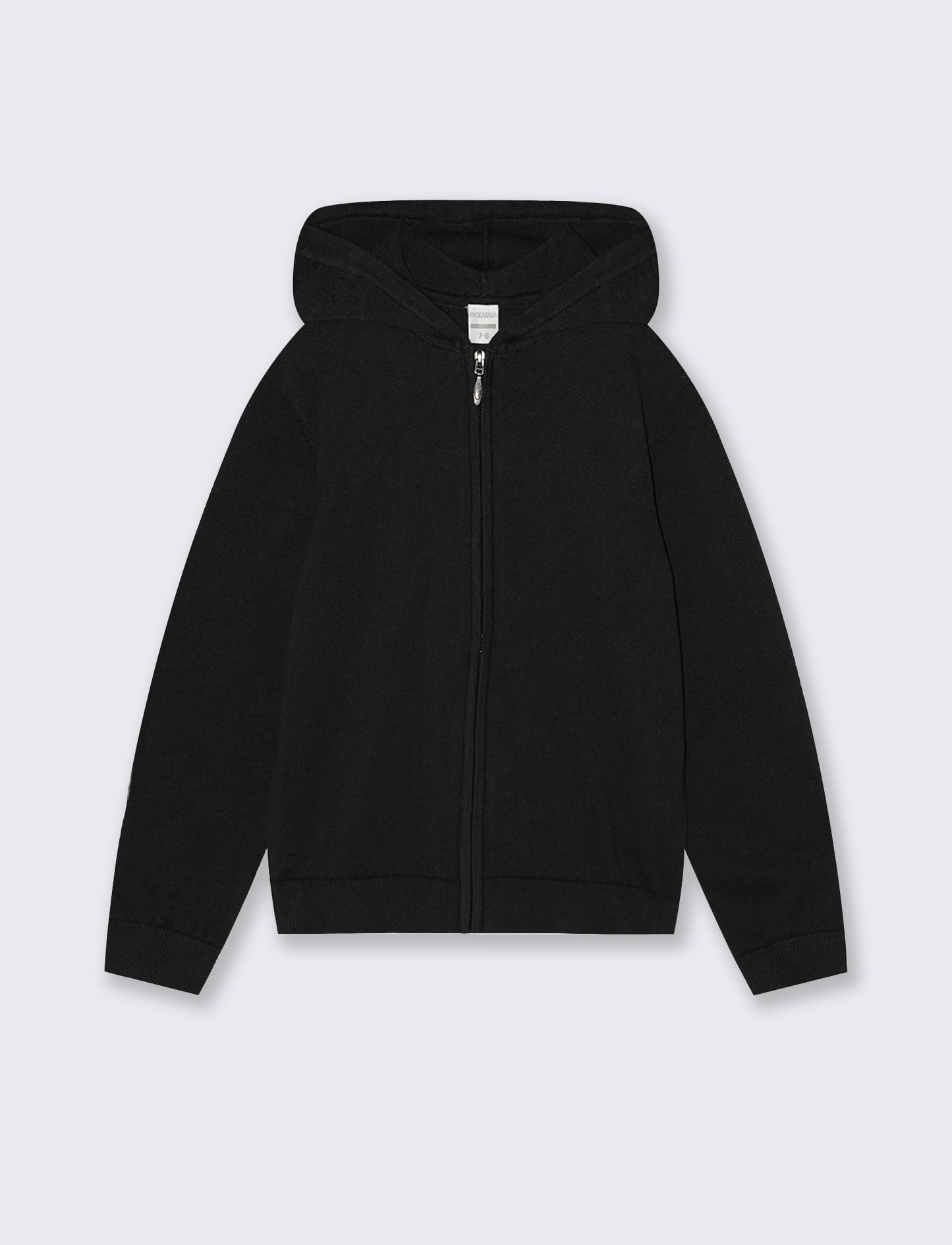 Maglia felpa cotone con cappuccio zip - Nero
