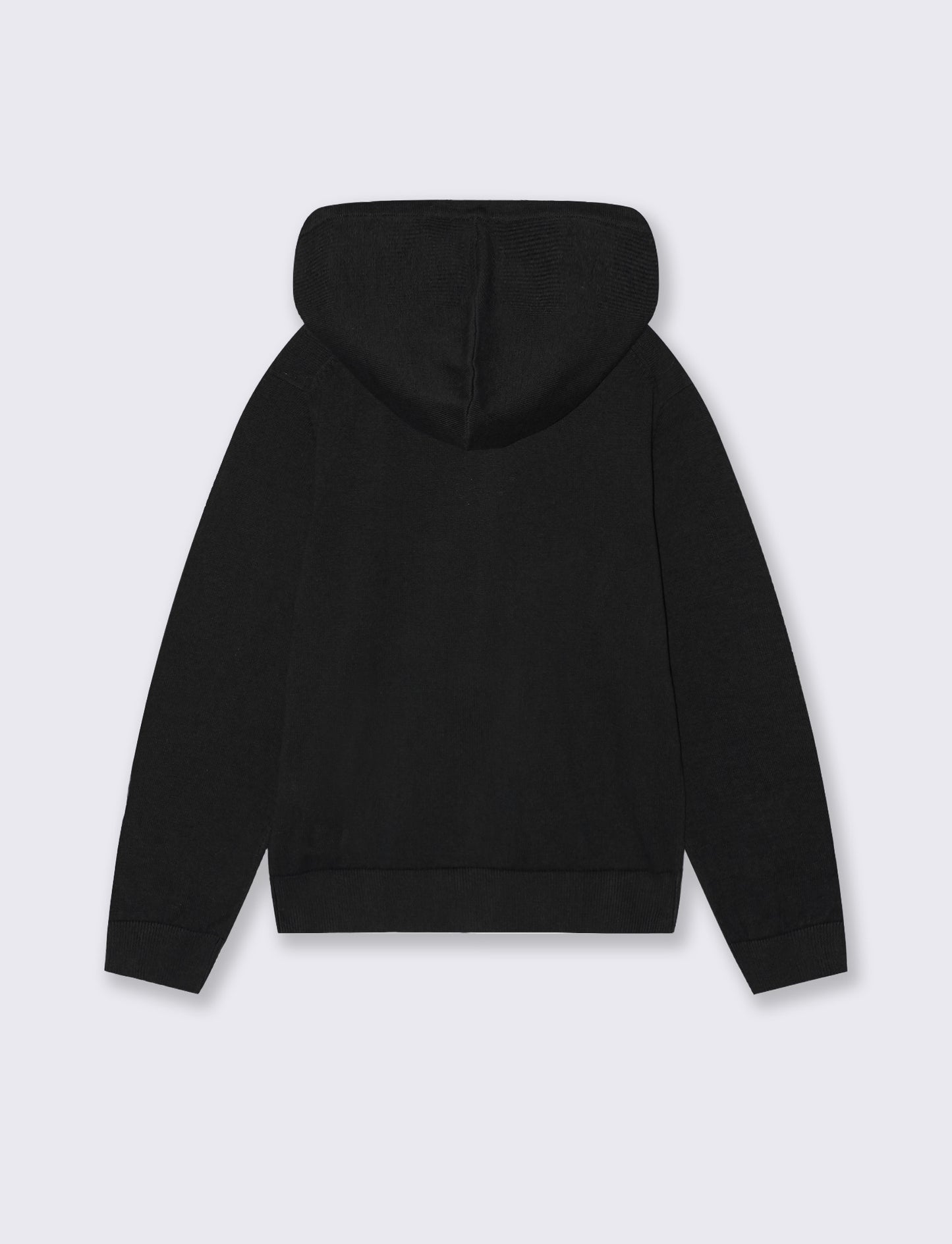 Maglia felpa cotone con cappuccio zip - Nero