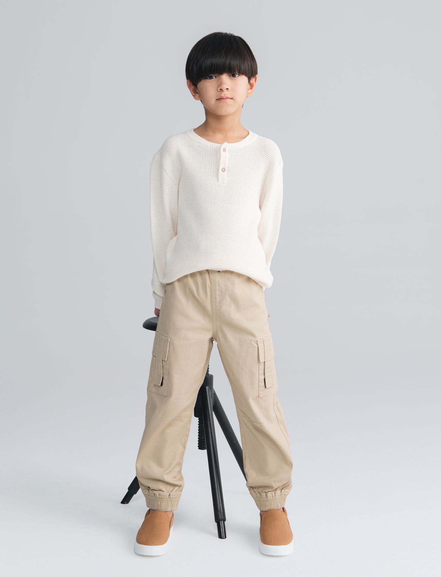 Soft and Modern Cotton Crewneck Sweater - Beige