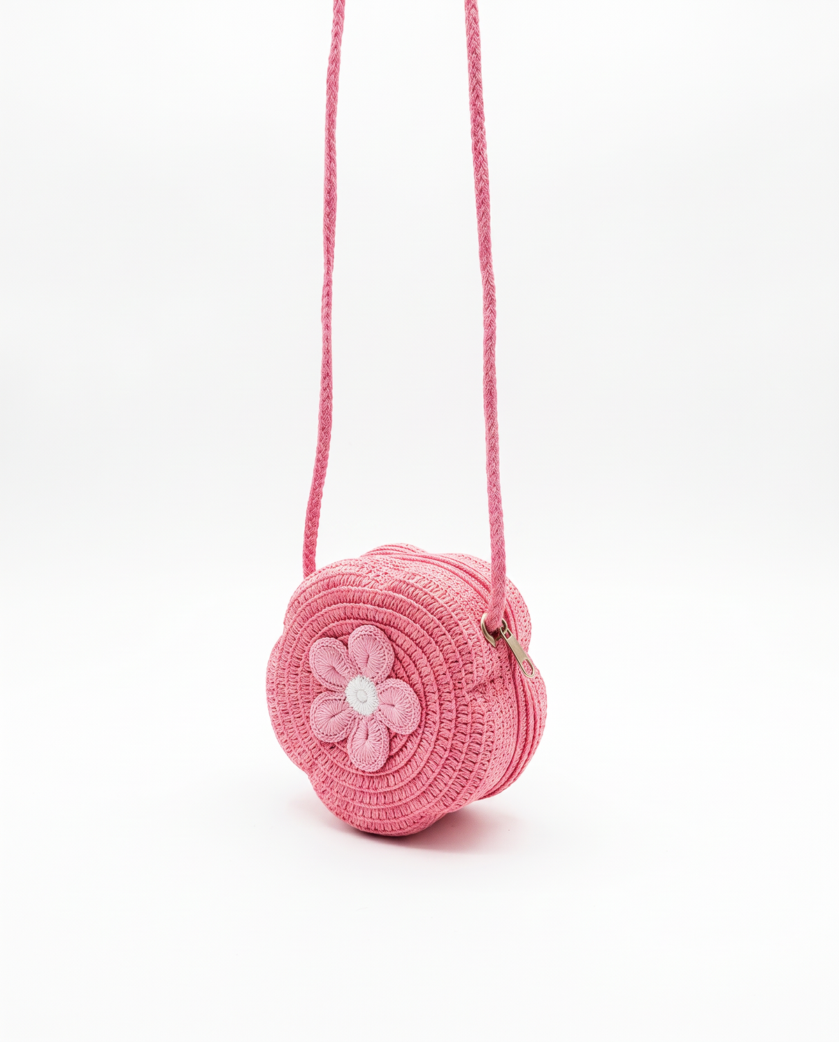 Borsetta bambina paglia con fiore - Rosa