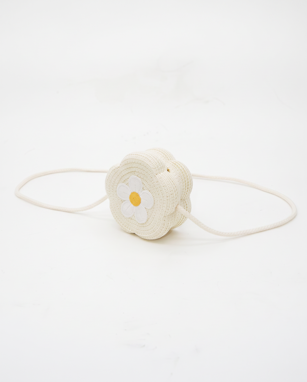 Borsetta bambina paglia con fiore - Bianco