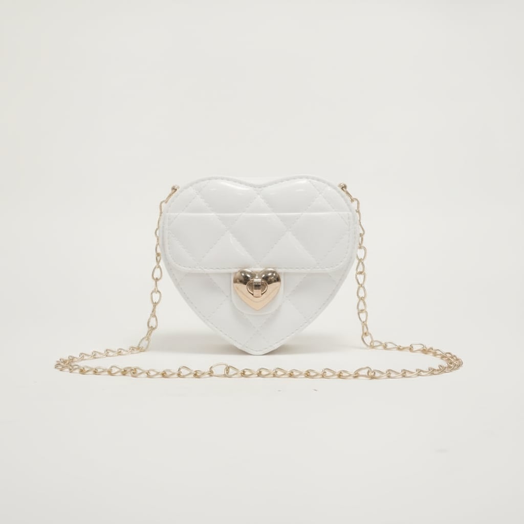 Borsetta bambina cuore trapuntato gomma - Bianco