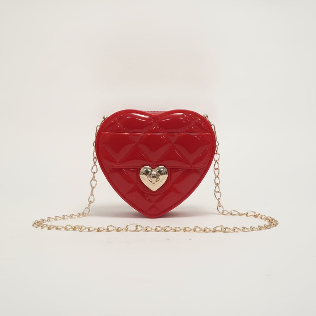 Borsetta bambina cuore trapuntato gomma - Rosso