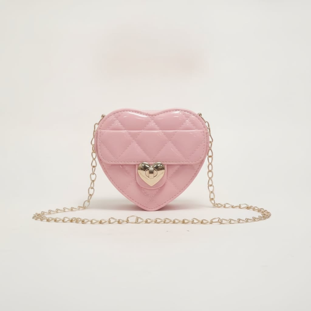 Borsetta bambina cuore trapuntato gomma - Rosa