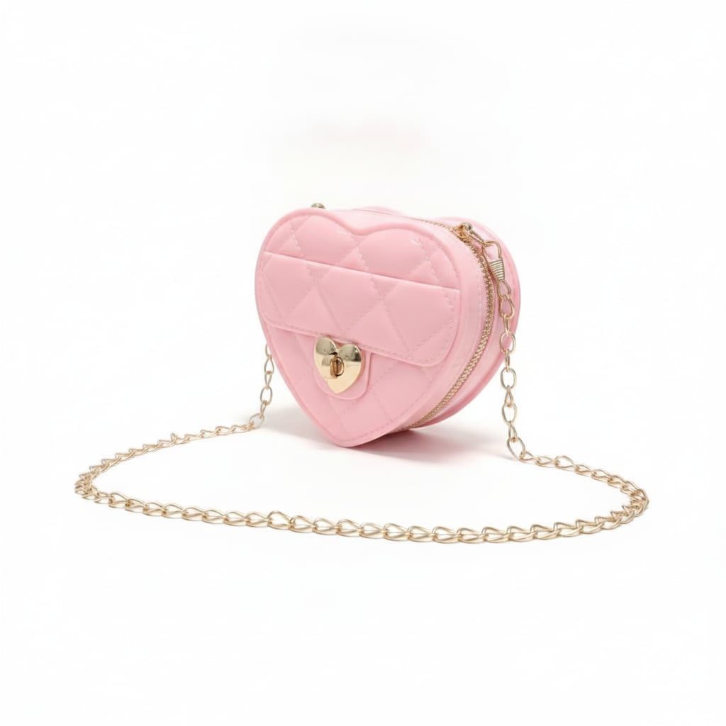 Borsetta bambina cuore trapuntato gomma - Rosa