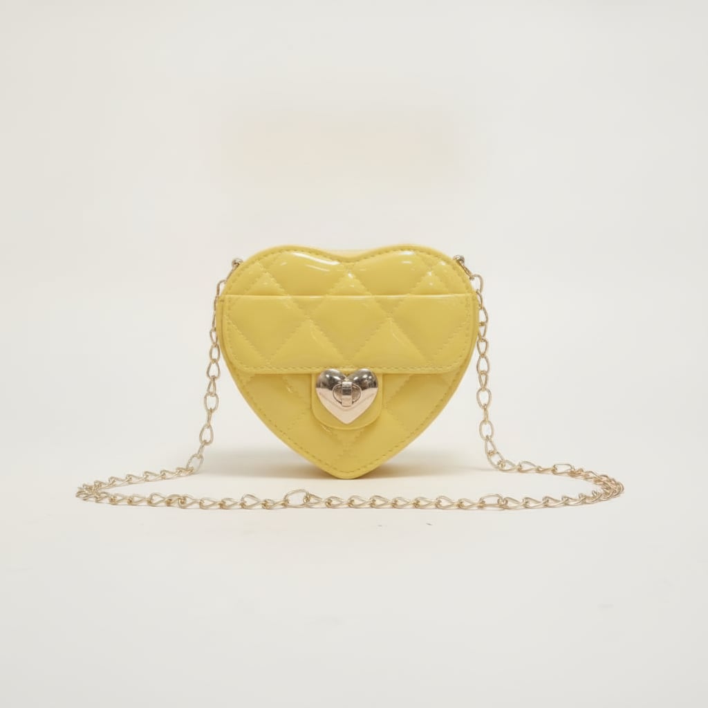 Borsetta bambina cuore trapuntato gomma - Giallo