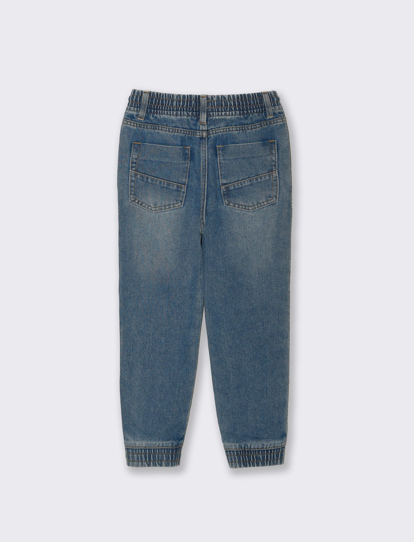 Denim joggers with laces and pockets - Blue