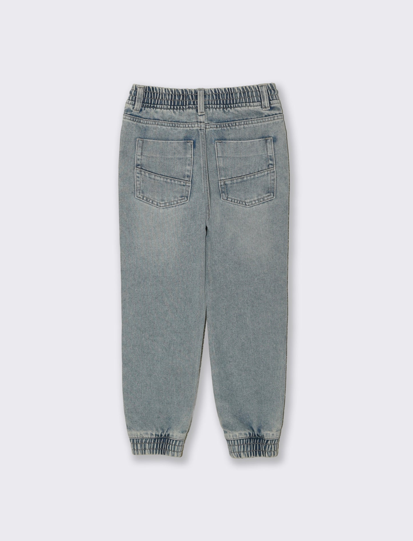 Jogger in denim con lacci e tasche - Denim chiaro