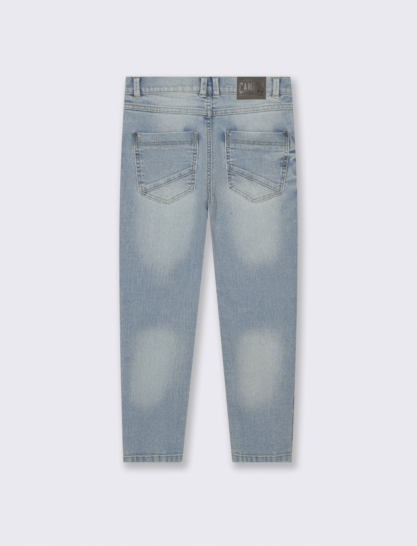 Jeans 5 tasche con rotture e vita elastica - Denim chiaro
