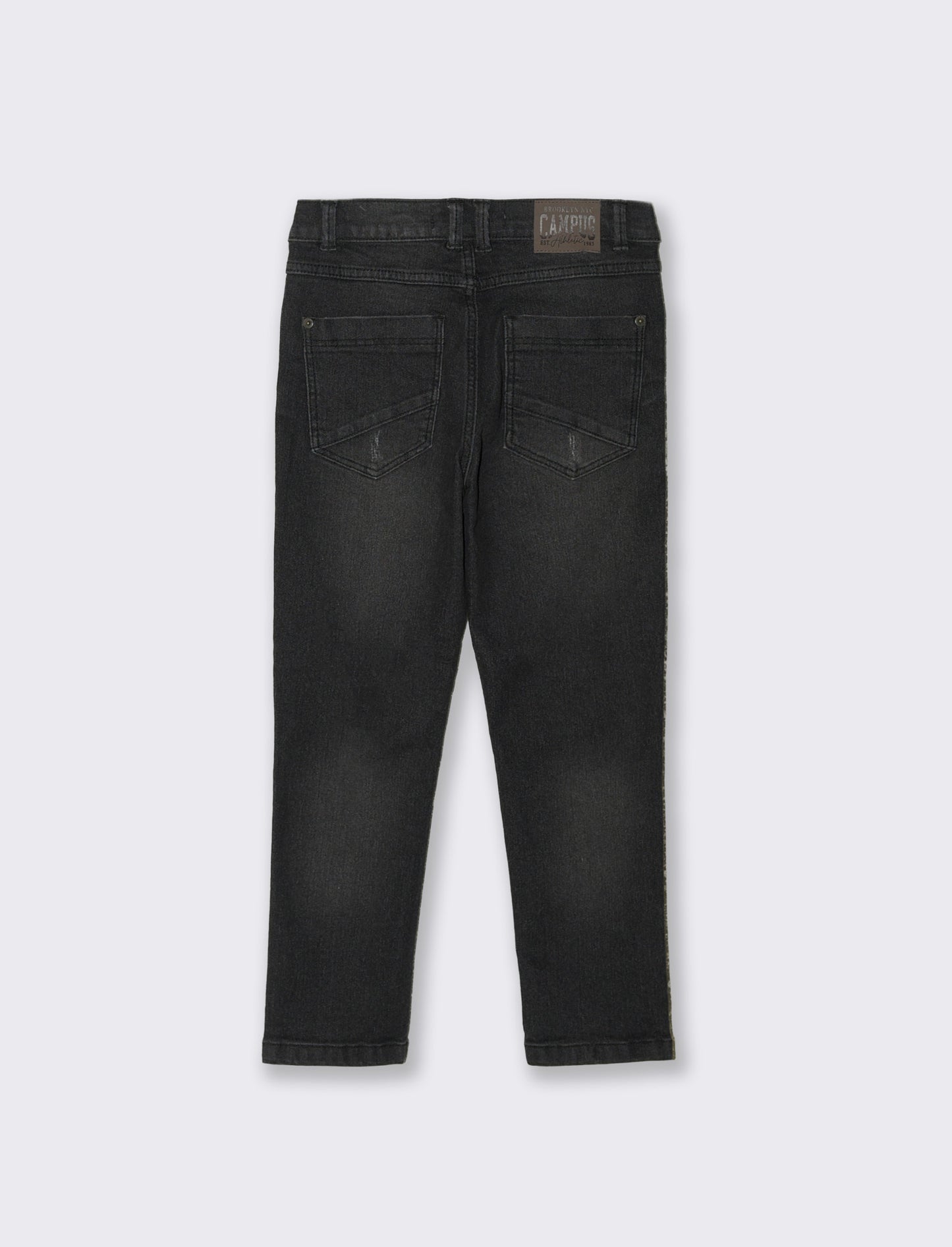 Jeans 5 tasche con rotture e vita elastica - Nero