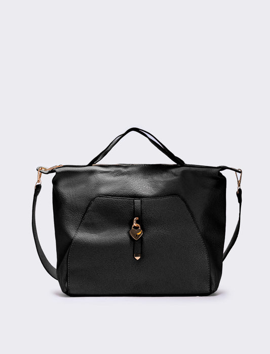 Borsa catenaccio a cuore - Nero