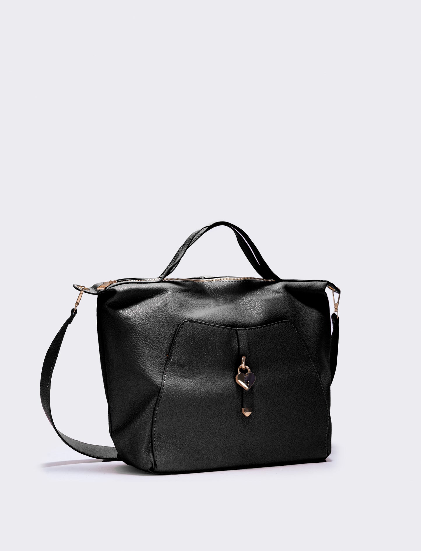 Borsa catenaccio a cuore - Nero