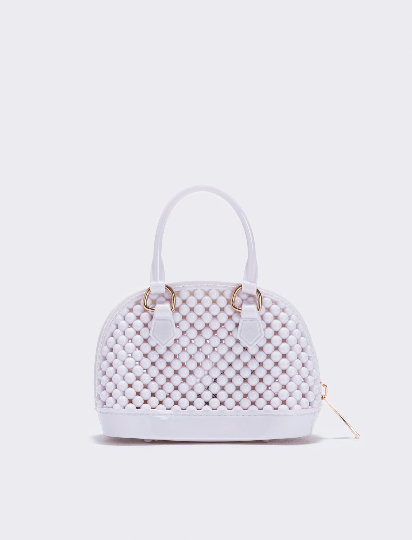 Bauletto bambina con bolle in PVC - Bianco