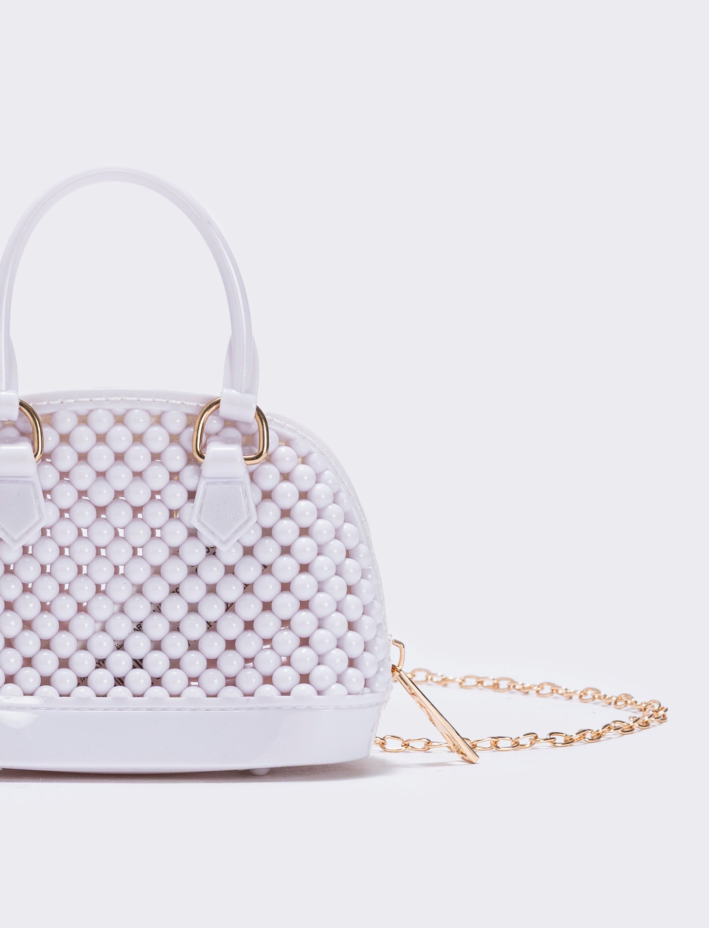 Bauletto bambina con bolle in PVC - Bianco