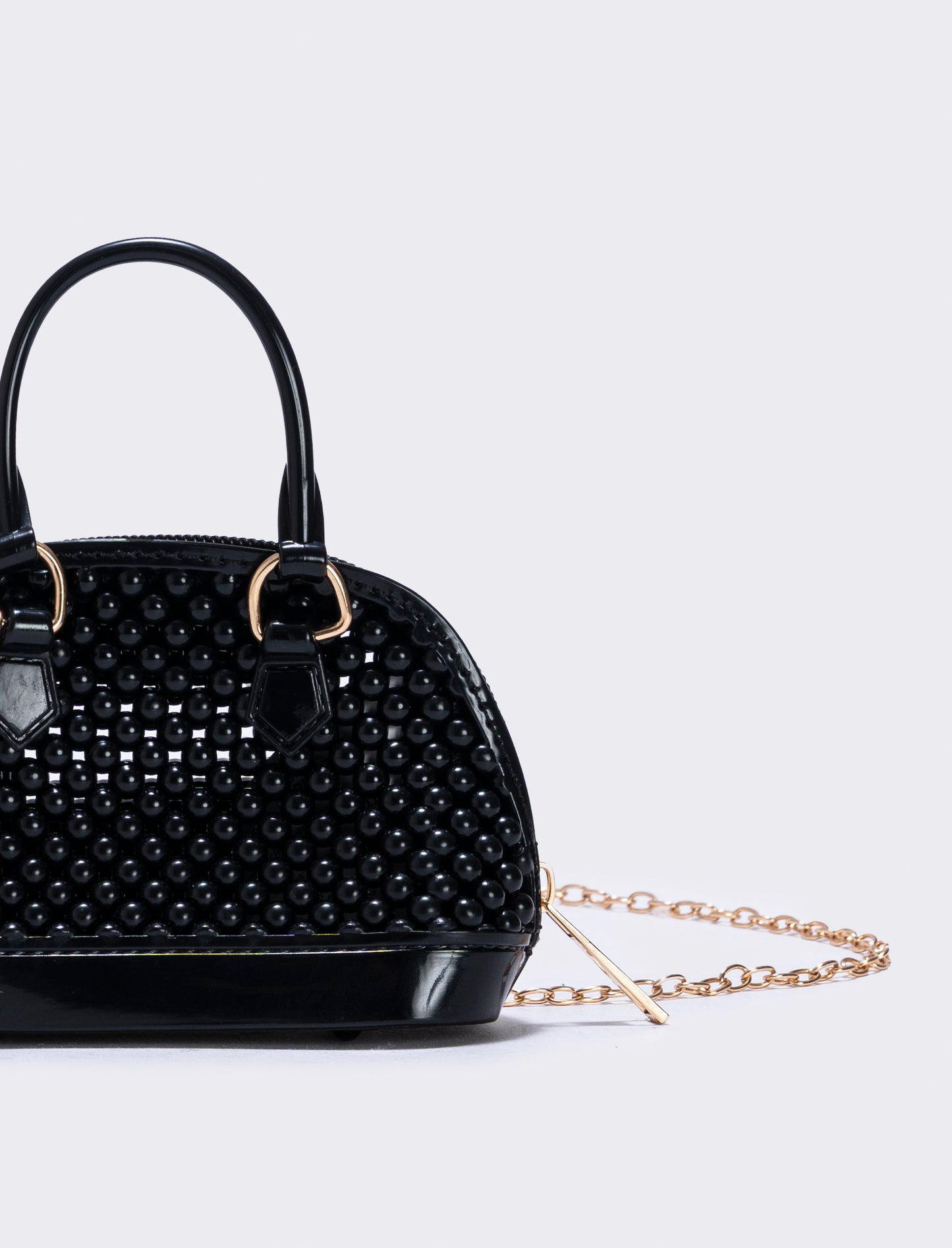 Bauletto bambina con bolle in PVC - Nero