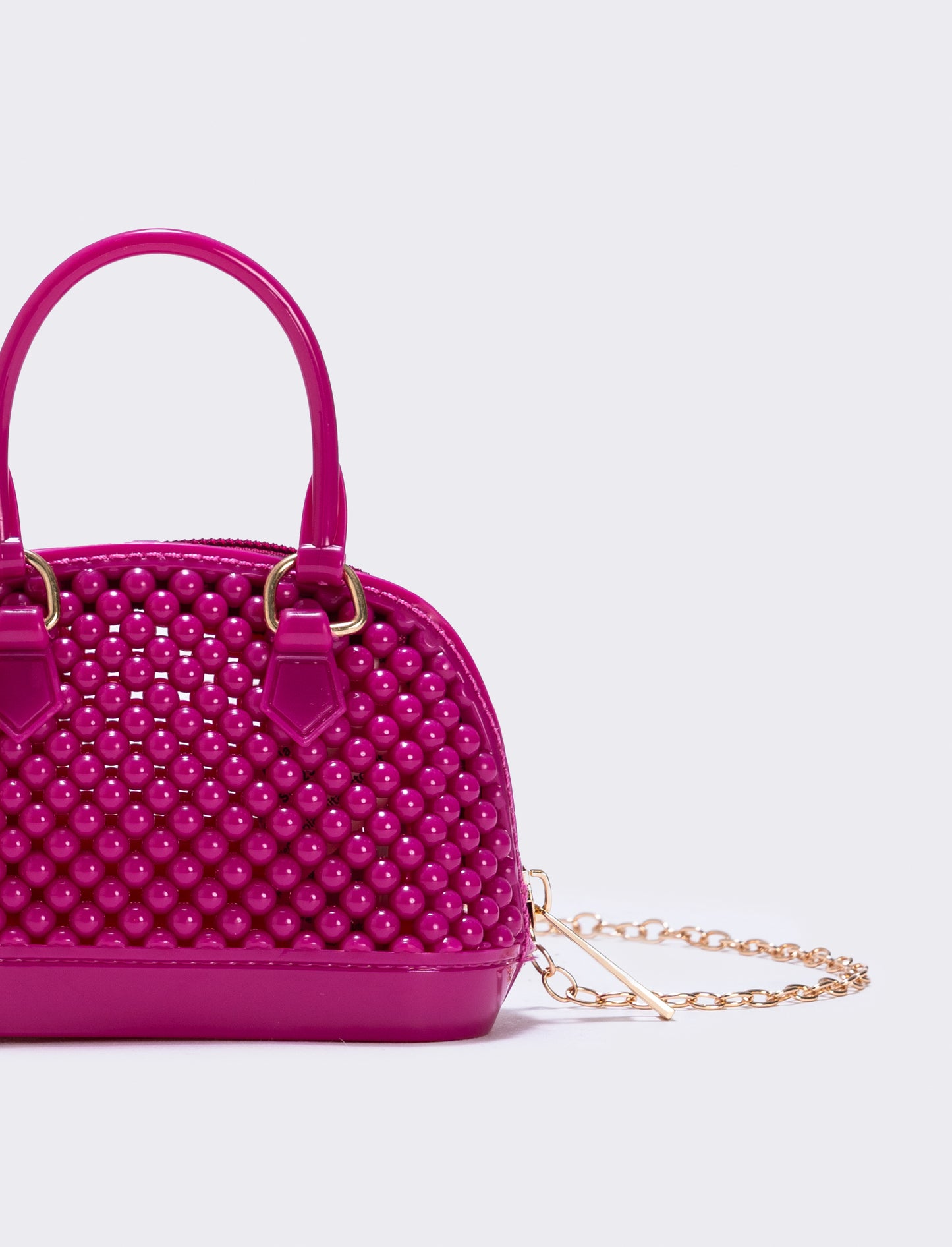 Bauletto bambina con bolle in PVC - Fuxia