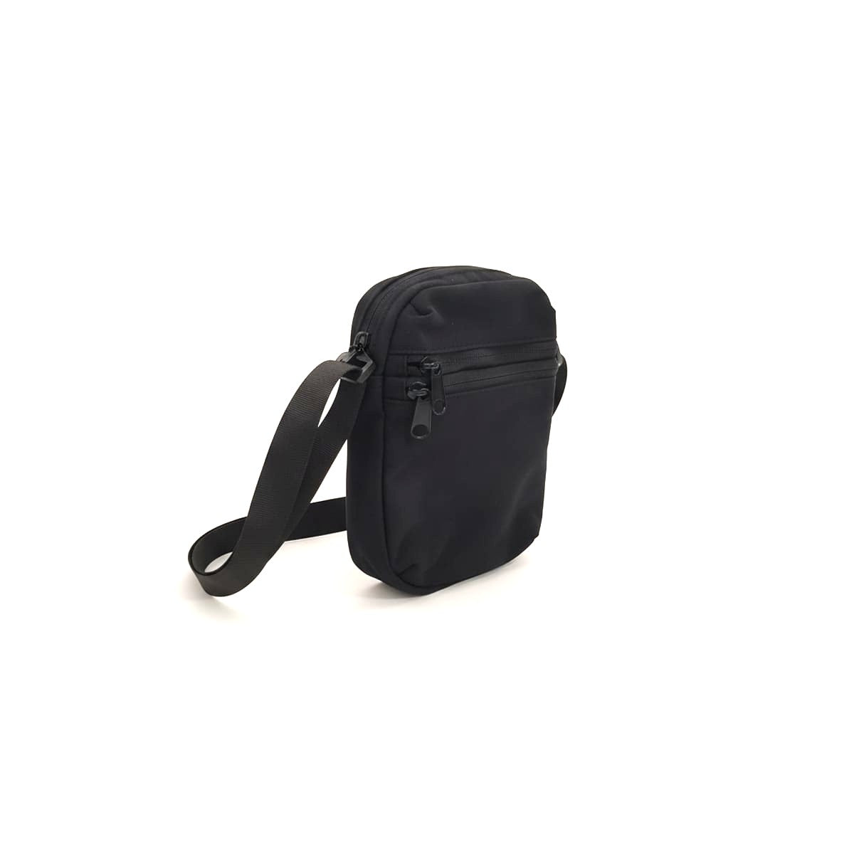 Borsello uomo nylon con tracolla e zip - Nero