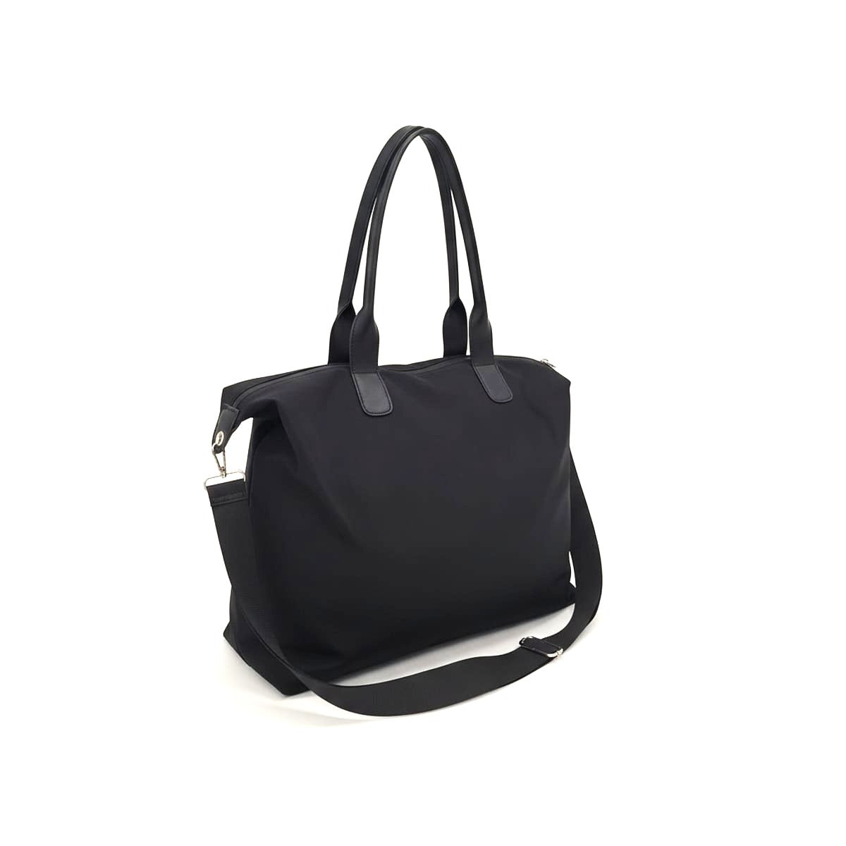 Borsone uomo nylon con zip manici in polivinilcloruro - Nero