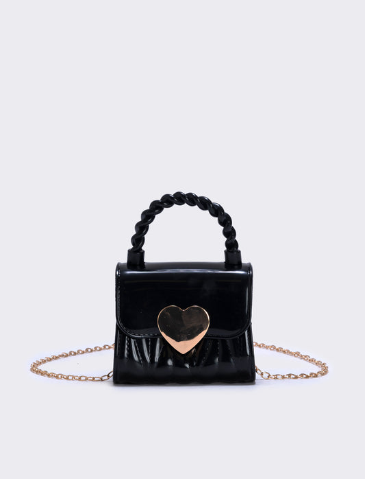 Borsetta cuore con tracolla elegante - Nero